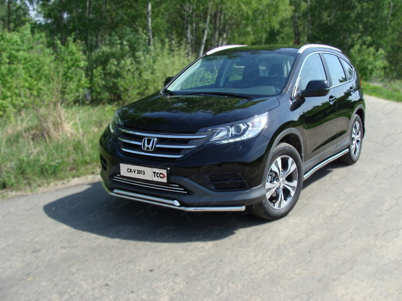 HONDA CR-V 2012-2015 двг.2.0 Защита передняя нижняя (двойная) 42,4/42,4 мм Обвес для HONDA CR-V 2012-2015 двг.2.0 Защита передняя нижняя (двойная) 42,4/42,4 мм