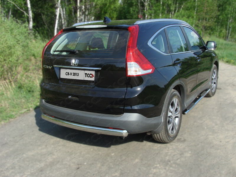 HONDA CR-V 2012-2015 двг.2.0 Пороги овальные с накладкой 75х42 мм Обвес для HONDA CR-V 2012-2015 двг.2.0 Пороги овальные с накладкой 75х42 мм