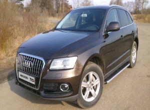 Обвес для AUDI Q5 2008-2016 Пороги алюминиевые с пластиковой накладкой (1820 из 2-х мест)