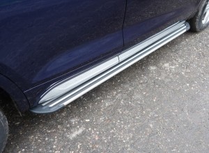 Обвес для AUDI Q5 2017- (а/м без пневмоподвески) Пороги алюминиевые Slim Line Silver 1820 мм