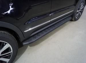 Обвес для CHANGAN CS55 2WD 1.5T 2022- Пороги алюминиевые с пластиковой накладкой (карбон черные) 1720 мм
