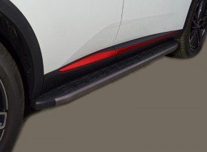 Обвес для CHANGAN CS55 plus 2WD 1.5T 2023- Пороги алюминиевые с пластиковой накладкой (карбон серые) 1720 мм