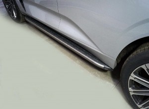 Обвес для CHANGAN UNI-K 2.0 4WD 2023 Пороги алюминиевые с пластиковой накладкой (карбон серые) 1920 мм