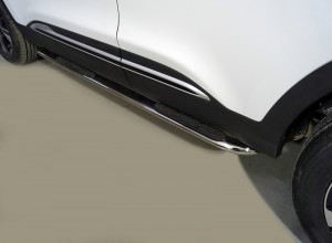 Обвес для CHERY Tiggo 4 pro 2022- Пороги овальные гнутые с накладкой 75х42 мм