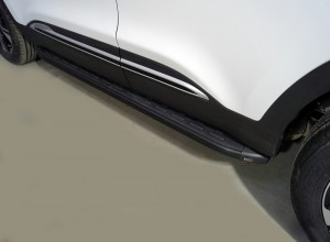 Обвес для CHERY Tiggo 4 pro 2022- Пороги алюминиевые с пластиковой накладкой (карбон черные) 1720 мм