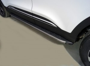 Обвес для CHERY Tiggo 4 pro 2022- Пороги алюминиевые с пластиковой накладкой (карбон серые) 1720 мм