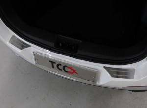 Обвес для CHERY Tiggo 7 PRO 2020- Накладки на задний бампер (лист шлифованный с полосой) 2шт