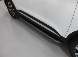 Обвес для CHERY Tiggo 7 PRO 2020- Пороги алюминиевые с пластиковой накладкой (карбон серые) 1720 мм
