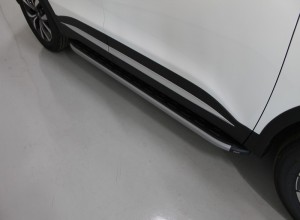 Обвес для CHERY Tiggo 7 PRO 2020- Пороги алюминиевые с пластиковой накладкой (карбон серебро) 1720 мм