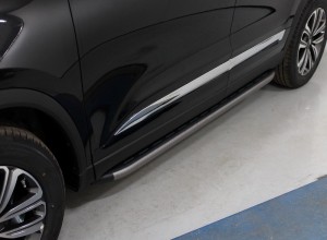 Обвес для CHERY Tiggo 8 2020- Пороги алюминиевые с пластиковой накладкой (карбон серые) 1720 мм
