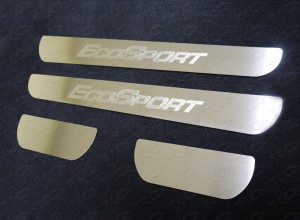 Обвес для FORD EcoSport 2014- Накладки на пороги (лист шлифованный надпись EcoSport)