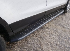 Обвес для FORD Kuga 2016- Пороги алюминиевые с пластиковой накладкой (карбон черные) 1820 мм