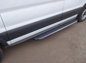Обвес для FORD Transit 2006 Порог алюминиевый с пластиковой накладкой (карбон черные) 1920 мм (правый)