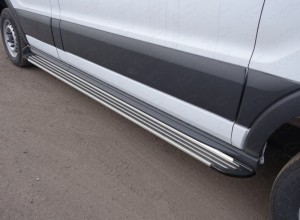Обвес для FORD Transit FWD L2 2013- Порог алюминиевый Slim Line Silver 2220 мм (левый)