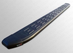 Обвес для GEELY Emgrand X7 2013- Пороги алюминиевые с пластиковой накладкой (карбон черные) 1720 мм