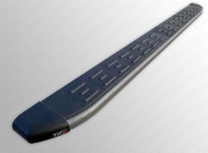 Обвес для GEELY Emgrand X7 2013- Пороги алюминиевые с пластиковой накладкой (карбон серые) 1720 мм