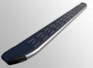 Обвес для GEELY Emgrand X7 2013- Пороги алюминиевые с пластиковой накладкой (карбон серебро) 1720 мм
