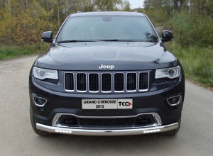 Обвес для JEEP Grand Cherokee 2013-2017 Защита передняя длинная (овальная (с ходовыми огнями) 75х42 мм