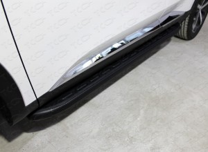 Обвес для HAVAL F7 1.5 4WD 2019- Пороги алюминиевые с пластиковой накладкой (карбон черные) 1720 мм