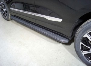 HAVAL Jolion 1.5 2WD 2021- Пороги алюминиевые с пластиковой накладкой (карбон черные) 1820 мм