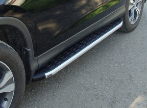 Обвес для HONDA CR-V 2012-2015 Пороги алюминиевые с пластиковой накладкой (1720 из 2-х мест)