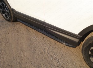 Обвес для HONDA CR-V 2017- Пороги алюминиевые с пластиковой накладкой (карбон черные) 1720 мм
