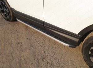 Обвес для HONDA CR-V 2017- Пороги алюминиевые с пластиковой накладкой (карбон серые) 1720 мм