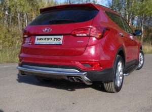 Обвес для HYUNDAI Santa Fe Premium (DM) 2015-2018 Защита задняя (центральная) 60,3/42,4 мм