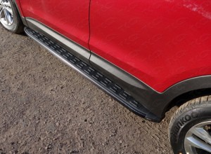 Обвес для HYUNDAI Santa Fe Premium (DM) 2015-2018 Пороги алюминиевые с пластиковой накладкой (карбон черные)1820 мм