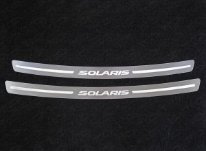 Обвес для HYUNDAI Solaris (седан/хетчбэк) 2014-2017 Накладка на задний бампер (лист шлифованный надпись Solaris) (только седан)
