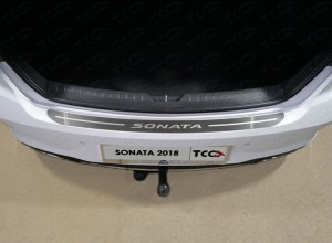 Обвес для HYUNDAI Sonata 2018-2020 Накладка на задний бампер (лист шлифованный надпись Sonata)
