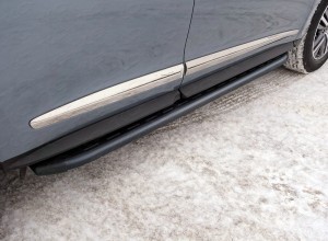 Обвес для INFINITI QX 60 2016- Пороги алюминиевые с пластиковой накладкой (карбон черные) 1820 мм
