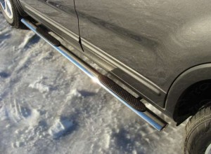 Обвес для KIA Sorento 2012-2020 Пороги овальные с накладкой 75х42 мм