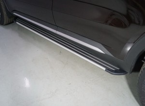 Обвес для KIA Sorento 2020- Пороги алюминиевые Slim Line Silver 1820 мм