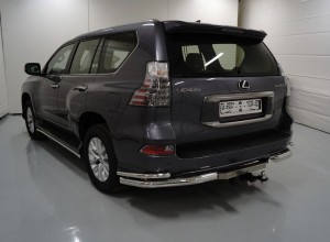 Обвес для LEXUS GX 460 2019- Защита задняя (уголки двойные) 76,1/42 мм (насадка на глушитель в комплекте)