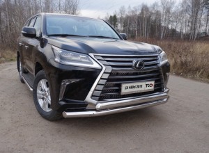 Обвес для LEXUS LX 450d/LX 570 2015- (кроме F-Sport) Защита передняя нижняя (двойная) 76,1/75 мм