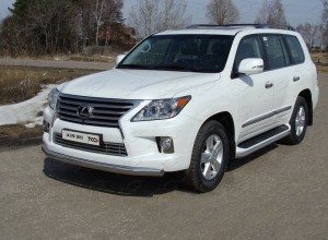 Обвес для LEXUS LX 570 2012-2015 (кроме F-Sport) Защита передняя нижняя овальная (длинная) 75х42 мм