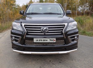 Обвес для LEXUS LX 570 Sport 2014-2015 Защита передняя нижняя (с ходовыми огнями) 76,1 мм