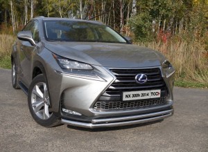 Обвес для LEXUS NX 300h 2014-2017 (кроме F-Sport) Защита передняя нижняя (двойная) 60,3/42,4 мм