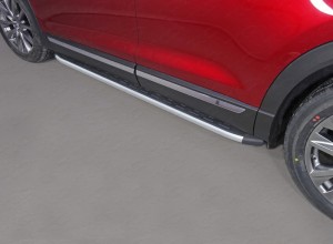 Обвес для MAZDA CX-9 2017- Пороги алюминиевые с пластиковой накладкой 1920 мм
