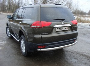 Обвес для MITSUBISHI Pajero Sport 2013-2015 Защита задняя центральная (овальная) 75х42 мм