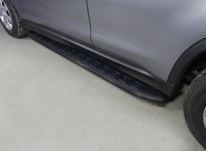 Обвес для MITSUBISHI ASX 2017- Пороги алюминиевые с пластиковой накладкой (карбон черные) 1720 мм