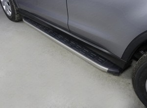 Обвес для MITSUBISHI ASX 2017- Пороги алюминиевые с пластиковой накладкой (карбон серые) 1720 мм