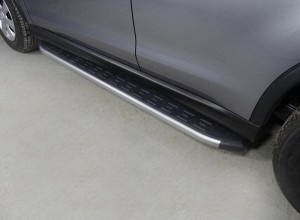 Обвес для MITSUBISHI ASX 2017- Пороги алюминиевые с пластиковой накладкой (карбон серебро) 1720 мм