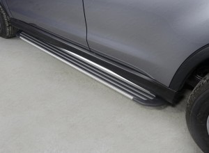 Обвес для MITSUBISHI ASX 2017- Пороги алюминиевые Slim Line Silver 1720 мм