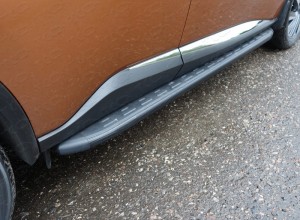 Обвес для NISSAN Murano 2010-2016 Пороги алюминиевые с пластиковой накладкой (карбон черные) 1720 мм