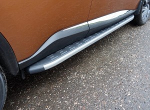 Обвес для NISSAN Murano 2010-2016 Пороги алюминиевые с пластиковой накладкой (карбон серые) 1720 мм