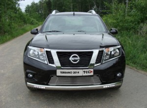 Обвес для NISSAN Terrano 2014- Защита передняя нижняя (овальная (с ходовыми огнями)) 75х42 мм