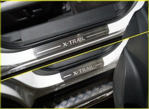 Обвес для NISSAN X-Trail (T33) 4WD HYBRID 2024- Накладки на пороги (лист шлифованный надпись X-Trail) 4шт