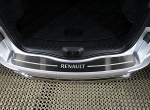 Обвес для RENAULT Koleos 2017- Накладка на задний бампер (лист шлифованный надпись Renault)